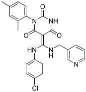 (Z)-5-((4-CHLOROPHENYLAMINO)(PYRIDIN-3-YLMETHYLAMINO)METHYLENE)-1-(2,4-DIMETHYLPHENYL)PYRIMIDINE-2,4,6(1H,3H,5H)-TRIONE Struktur