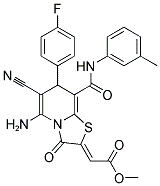 (Z)-METHYL 2-(5-AMINO-6-CYANO-7-(4-FLUOROPHENYL)-3-OXO-8-(M-TOLYLCARBAMOYL)-3H-THIAZOLO[3,2-A]PYRIDIN-2(7H)-YLIDENE)ACETATE Struktur