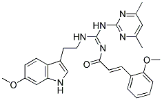 N-(4,6-DIMETHYL-2-PYRIMIDINYL)-N'-[2-(6-METHOXY-1H-INDOL-3-YL)ETHYL]-N'-[(E)-3-(2-METHOXYPHENYL)-2-PROPENOYL]GUANIDINE Struktur