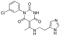 (5E)-1-(3-CHLOROPHENYL)-5-(1-{[2-(1H-IMIDAZOL-5-YL)ETHYL]AMINO}ETHYLIDENE)PYRIMIDINE-2,4,6(1H,3H,5H)-TRIONE Struktur