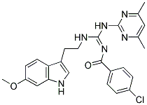 N'-(4-CHLOROBENZOYL)-N-(4,6-DIMETHYL-2-PYRIMIDINYL)-N'-[2-(6-METHOXY-1H-INDOL-3-YL)ETHYL]GUANIDINE Struktur