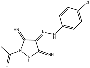 (4E)-1-ACETYL-3,5-DIIMINOPYRAZOLIDIN-4-ONE (4-CHLOROPHENYL)HYDRAZONE Struktur