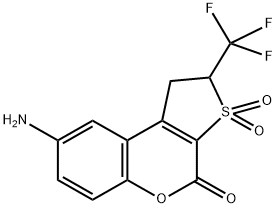 8-AMINO-1,2-DIHYDRO-2-TRIFLUOROMETHYL-4H-THIENO-[2,3-C]-CHROMENE-3,3,4-TRIONE Struktur