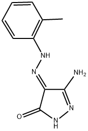 (4E)-3-AMINO-1H-PYRAZOLE-4,5-DIONE 4-[(2-METHYLPHENYL)HYDRAZONE] Struktur