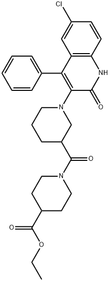 ETHYL 1-(1-(6-CHLORO-2-OXO-4-PHENYL-1,2-DIHYDROQUINOLIN-3-YL)PIPERIDINE-3-CARBONYL)PIPERIDINE-4-CARBOXYLATE Struktur