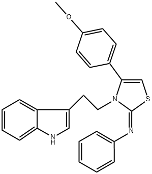 N-[3-[2-(1H-INDOL-3-YL)ETHYL]-4-(4-METHOXYPHENYL)-1,3-THIAZOL-2(3H)-YLIDENE]ANILINE Struktur