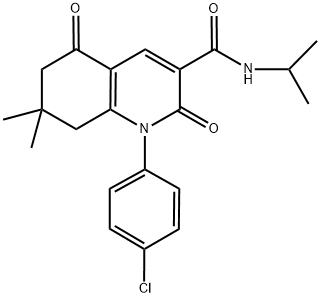 1-(4-CHLOROPHENYL)-N-ISOPROPYL-7,7-DIMETHYL-2,5-DIOXO-1,2,5,6,7,8-HEXAHYDROQUINOLINE-3-CARBOXAMIDE Struktur