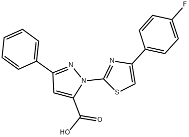 1-[4-(4-FLUOROPHENYL)-1,3-THIAZOL-2-YL]-3-PHENYL-1H-PYRAZOLE-5-CARBOXYLIC ACID Struktur