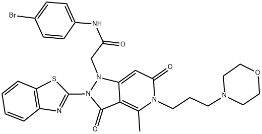 2-(2-(BENZO[D]THIAZOL-2-YL)-4-METHYL-5-(3-MORPHOLINOPROPYL)-3,6-DIOXO-2,3,5,6-TETRAHYDROPYRAZOLO[4,3-C]PYRIDIN-1-YL)-N-(4-BROMOPHENYL)ACETAMIDE Struktur