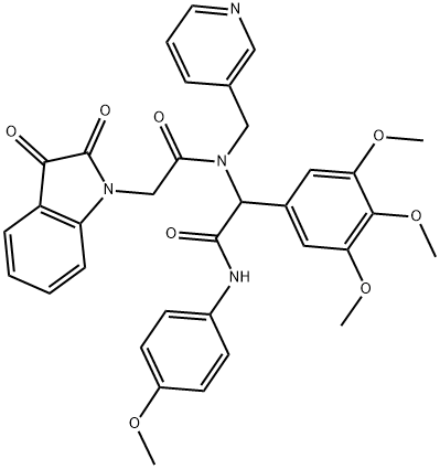 2-(2,3-DIOXOINDOLIN-1-YL)-N-(2-(4-METHOXYPHENYLAMINO)-2-OXO-1-(3,4,5-TRIMETHOXYPHENYL)ETHYL)-N-(PYRIDIN-3-YLMETHYL)ACETAMIDE Struktur