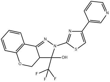 2-(4-PYRIDIN-3-YL-1,3-THIAZOL-2-YL)-3-(TRIFLUOROMETHYL)-2,3,3A,4-TETRAHYDROCHROMENO[4,3-C]PYRAZOL-3-OL Struktur