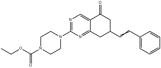 (E)-ETHYL 4-(5-OXO-7-STYRYL-5,6,7,8-TETRAHYDROQUINAZOLIN-2-YL)PIPERAZINE-1-CARBOXYLATE Struktur