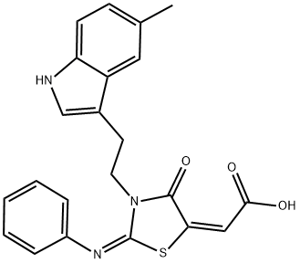 (2E)-[(2E)-3-[2-(5-METHYL-1H-INDOL-3-YL)ETHYL]-4-OXO-2-(PHENYLIMINO)-1,3-THIAZOLIDIN-5-YLIDENE]ACETIC ACID Struktur