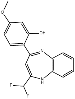 2-[2-DIFLUOROMETHYL-1H-1,5-BENZODIAZEPINE-4-YL]-5-METHOXYPHENOL Struktur