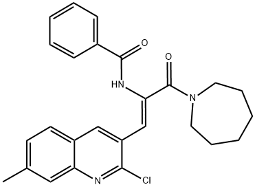 (Z)-N-(3-(AZEPAN-1-YL)-1-(2-CHLORO-7-METHYLQUINOLIN-3-YL)-3-OXOPROP-1-EN-2-YL)BENZAMIDE Struktur