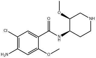 CIS-4-AMINO-5-CHLORO-2-METHOXY-N-(3-METHOXY-PIPERIDIN-4-YL)-BENZAMIDE Struktur