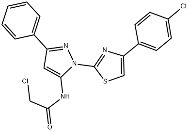 2-CHLORO-N-{1-[4-(4-CHLOROPHENYL)-1,3-THIAZOL-2-YL]-3-PHENYL-1H-PYRAZOL-5-YL}ACETAMIDE Struktur