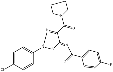 N-[(5Z)-2-(4-CHLOROPHENYL)-4-(PYRROLIDIN-1-YLCARBONYL)-1,2,3-THIADIAZOL-5(2H)-YLIDENE]-4-FLUOROBENZAMIDE Struktur