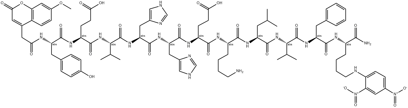 MCA-TYR-GLU-VAL-HIS-HIS-GLU-LYS-LEU-VAL-PHE-LYS(DNP)-NH2 Struktur