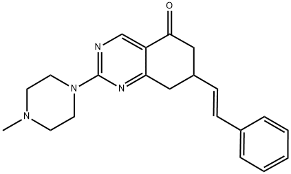 2-(4-METHYLPIPERAZIN-1-YL)-7-[(E)-2-PHENYLVINYL]-7,8-DIHYDROQUINAZOLIN-5(6H)-ONE Struktur