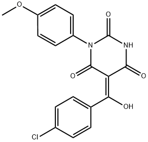 (5E)-5-[(4-CHLOROPHENYL)(HYDROXY)METHYLENE]-1-(4-METHOXYPHENYL)PYRIMIDINE-2,4,6(1H,3H,5H)-TRIONE Struktur