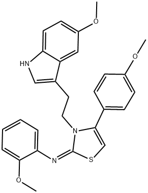 2-METHOXY-N-[3-[2-(5-METHOXY-1H-INDOL-3-YL)ETHYL]-4-(4-METHOXYPHENYL)-1,3-THIAZOL-2(3H)-YLIDENE]ANILINE Struktur