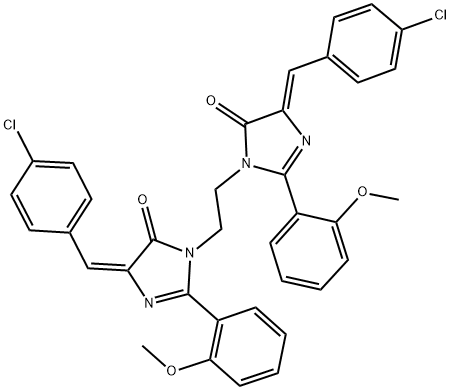 (E)-4-(4-CHLOROBENZYLIDENE)-1-(2-((Z)-4-(4-CHLOROBENZYLIDENE)-2-(2-METHOXYPHENYL)-5-OXO-4,5-DIHYDROIMIDAZOL-1-YL)ETHYL)-2-(2-METHOXYPHENYL)-1H-IMIDAZOL-5(4H)-ONE Struktur