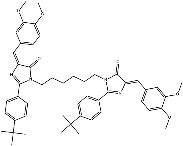 (Z)-2-(4-TERT-BUTYLPHENYL)-1-(6-((E)-2-(4-TERT-BUTYLPHENYL)-4-(3,4-DIMETHOXYBENZYLIDENE)-5-OXO-4,5-DIHYDROIMIDAZOL-1-YL)HEXYL)-4-(3,4-DIMETHOXYBENZYLIDENE)-1H-IMIDAZOL-5(4H)-ONE Struktur