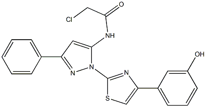 2-CHLORO-N-{1-[4-(3-HYDROXYPHENYL)-1,3-THIAZOL-2-YL]-3-PHENYL-1H-PYRAZOL-5-YL}ACETAMIDE Struktur