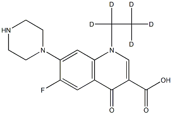 6-FLUORO-1,4-DIHYDRO-4-OXO-1-PENTADEUTEROETHYL-7-PIPERAZINO-3-QUINOLINECARBOXYLIC ACID Struktur