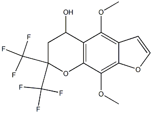 6,7-DIHYDRO-4,9-DIMETHOXY-7,7-BIS(TRIFLUOROMETHYL)-5H-FURO-[3,2-G]-CHROMENE-5-OL Struktur