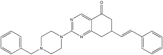 2-(4-BENZYL-1-PIPERAZINYL)-7-[(E)-2-PHENYLETHENYL]-7,8-DIHYDRO-5(6H)-QUINAZOLINONE Struktur