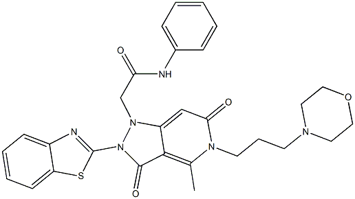 2-(2-(BENZO[D]THIAZOL-2-YL)-4-METHYL-5-(3-MORPHOLINOPROPYL)-3,6-DIOXO-2,3,5,6-TETRAHYDROPYRAZOLO[4,3-C]PYRIDIN-1-YL)-N-PHENYLACETAMIDE Struktur