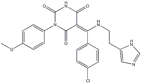 5-((E)-(4-CHLOROPHENYL){[2-(1H-IMIDAZOL-5-YL)ETHYL]AMINO}METHYLIDENE)-1-(4-METHOXYPHENYL)-2,4,6(1H,3H,5H)-PYRIMIDINETRIONE Struktur