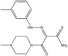 (2E)-2-[(3-METHYLPHENYL)HYDRAZONO]-3-(4-METHYLPIPERAZIN-1-YL)-3-OXOPROPANETHIOAMIDE Struktur