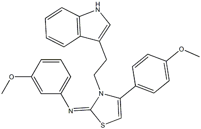 N-[3-[2-(1H-INDOL-3-YL)ETHYL]-4-(4-METHOXYPHENYL)-1,3-THIAZOL-2(3H)-YLIDENE]-3-METHOXYANILINE Struktur