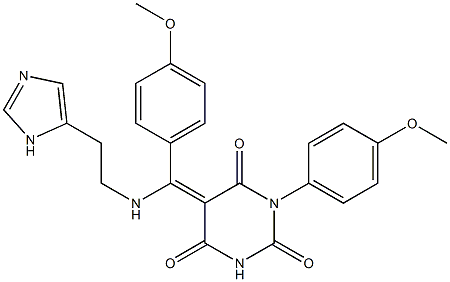 5-[(E)-{[2-(1H-IMIDAZOL-5-YL)ETHYL]AMINO}(4-METHOXYPHENYL)METHYLIDENE]-1-(4-METHOXYPHENYL)-2,4,6(1H,3H,5H)-PYRIMIDINETRIONE Struktur