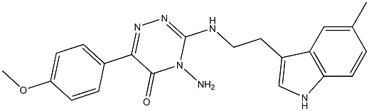 4-AMINO-6-(4-METHOXYPHENYL)-3-{[2-(5-METHYL-1H-INDOL-3-YL)ETHYL]AMINO}-1,2,4-TRIAZIN-5(4H)-ONE Struktur