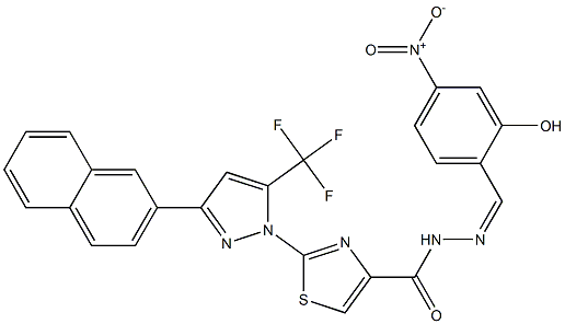 (Z)-N'-(2-HYDROXY-4-NITROBENZYLIDENE)-2-(3-(NAPHTHALEN-2-YL)-5-(TRIFLUOROMETHYL)-1H-PYRAZOL-1-YL)THIAZOLE-4-CARBOHYDRAZIDE Struktur