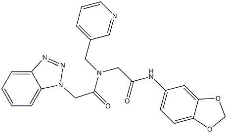 N-[2-(1,3-BENZODIOXOL-5-YLAMINO)-2-OXOETHYL]-2-(1H-1,2,3-BENZOTRIAZOL-1-YL)-N-(3-PYRIDINYLMETHYL)ACETAMIDE Struktur