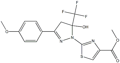 METHYL 2-[5-HYDROXY-3-(4-METHOXYPHENYL)-5-(TRIFLUOROMETHYL)-4,5-DIHYDRO-1H-PYRAZOL-1-YL]-1,3-THIAZOLE-4-CARBOXYLATE Struktur