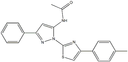 N-{1-[4-(4-METHYLPHENYL)-1,3-THIAZOL-2-YL]-3-PHENYL-1H-PYRAZOL-5-YL}ACETAMIDE Struktur