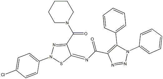 (Z)-N-(2-(4-CHLOROPHENYL)-4-(PIPERIDINE-1-CARBONYL)-1,2,3-THIADIAZOL-5(2H)-YLIDENE)-1,5-DIPHENYL-1H-1,2,3-TRIAZOLE-4-CARBOXAMIDE Struktur