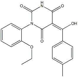 (5E)-1-(2-ETHOXYPHENYL)-5-[HYDROXY(4-METHYLPHENYL)METHYLENE]PYRIMIDINE-2,4,6(1H,3H,5H)-TRIONE Struktur