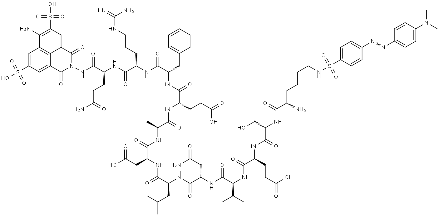 H-LYS(DABSYL)-SER-GLU-VAL-ASN-LEU-ASP-ALA-GLU-PHE-ARG-GLN-LUCIFER YELLOW Struktur