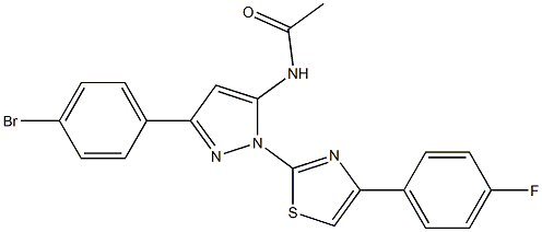 N-{3-(4-BROMOPHENYL)-1-[4-(4-FLUOROPHENYL)-1,3-THIAZOL-2-YL]-1H-PYRAZOL-5-YL}ACETAMIDE Struktur