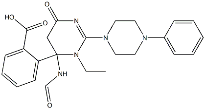 ETHYL 4-(6-OXO-2-(4-PHENYLPIPERAZIN-1-YL)-3,4,5,6-TETRAHYDROPYRIMIDINE-4-CARBOXAMIDO)BENZOATE Struktur