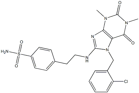 4-(2-(7-(2-CHLOROBENZYL)-1,3-DIMETHYL-2,6-DIOXO-2,3,6,7-TETRAHYDRO-1H-PURIN-8-YLAMINO)ETHYL)BENZENESULFONAMIDE Struktur