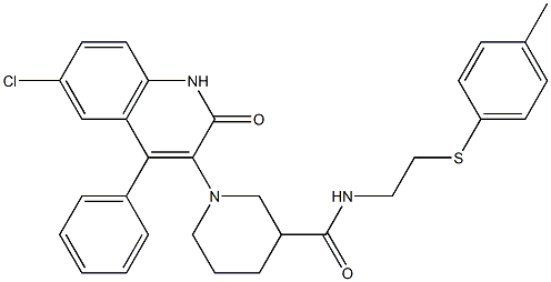 1-(6-CHLORO-2-OXO-4-PHENYL-1,2-DIHYDROQUINOLIN-3-YL)-N-(2-(P-TOLYLTHIO)ETHYL)PIPERIDINE-3-CARBOXAMIDE Struktur