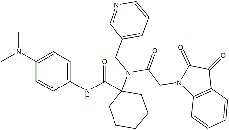 N-(4-(DIMETHYLAMINO)PHENYL)-1-(2-(2,3-DIOXOINDOLIN-1-YL)-N-(PYRIDIN-3-YLMETHYL)ACETAMIDO)CYCLOHEXANECARBOXAMIDE Struktur